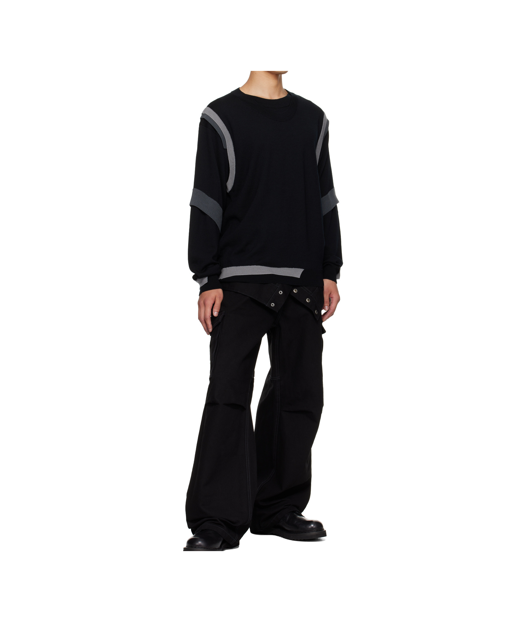 Andersson Bell Multi-layered Crew Neck Sweater In Black