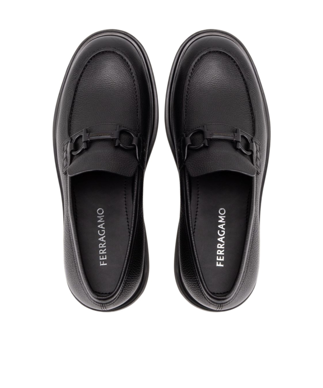Ferragamo Mocasin With Black Gancini Decoration In Black