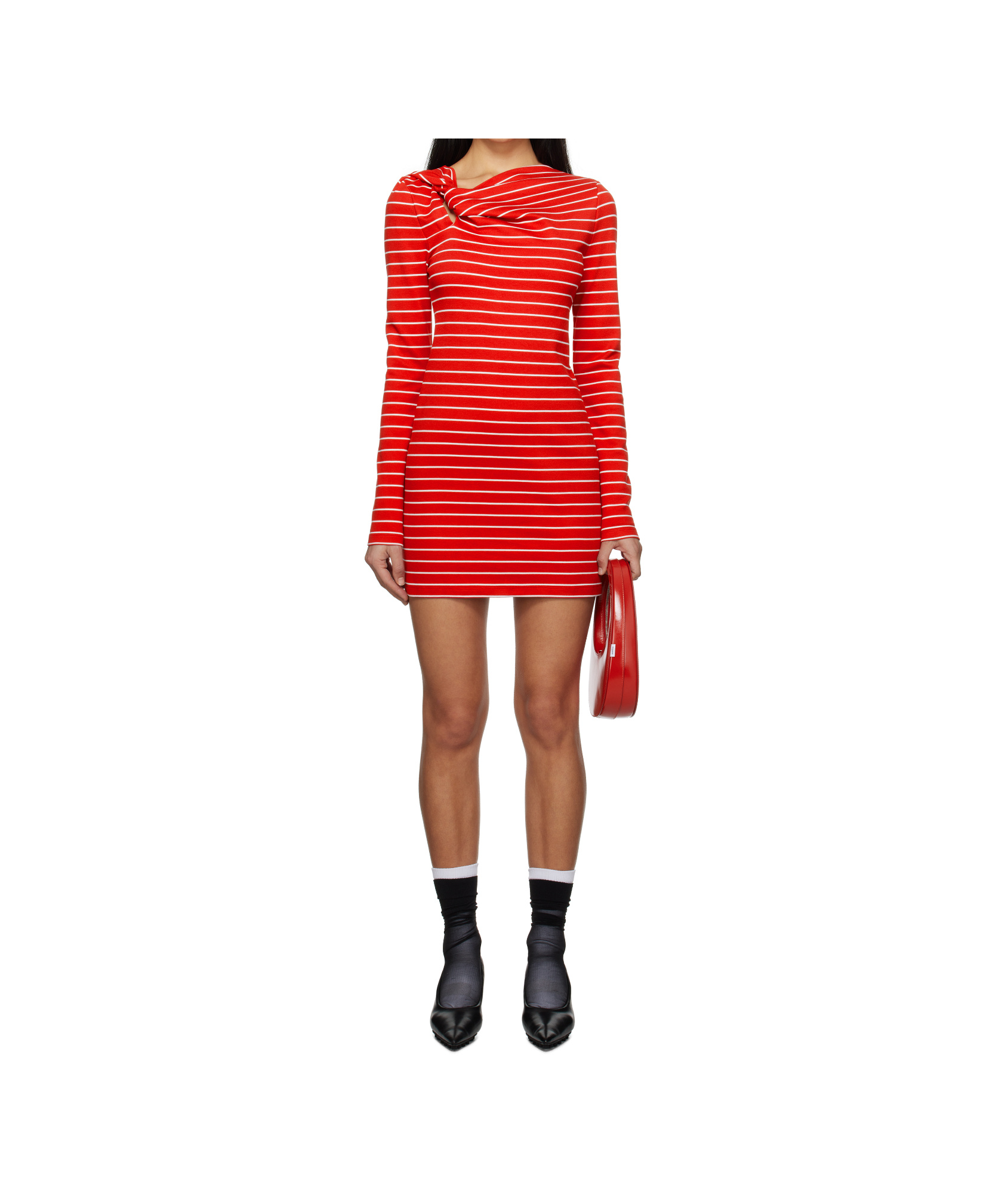Msgm Striped Dress In Red