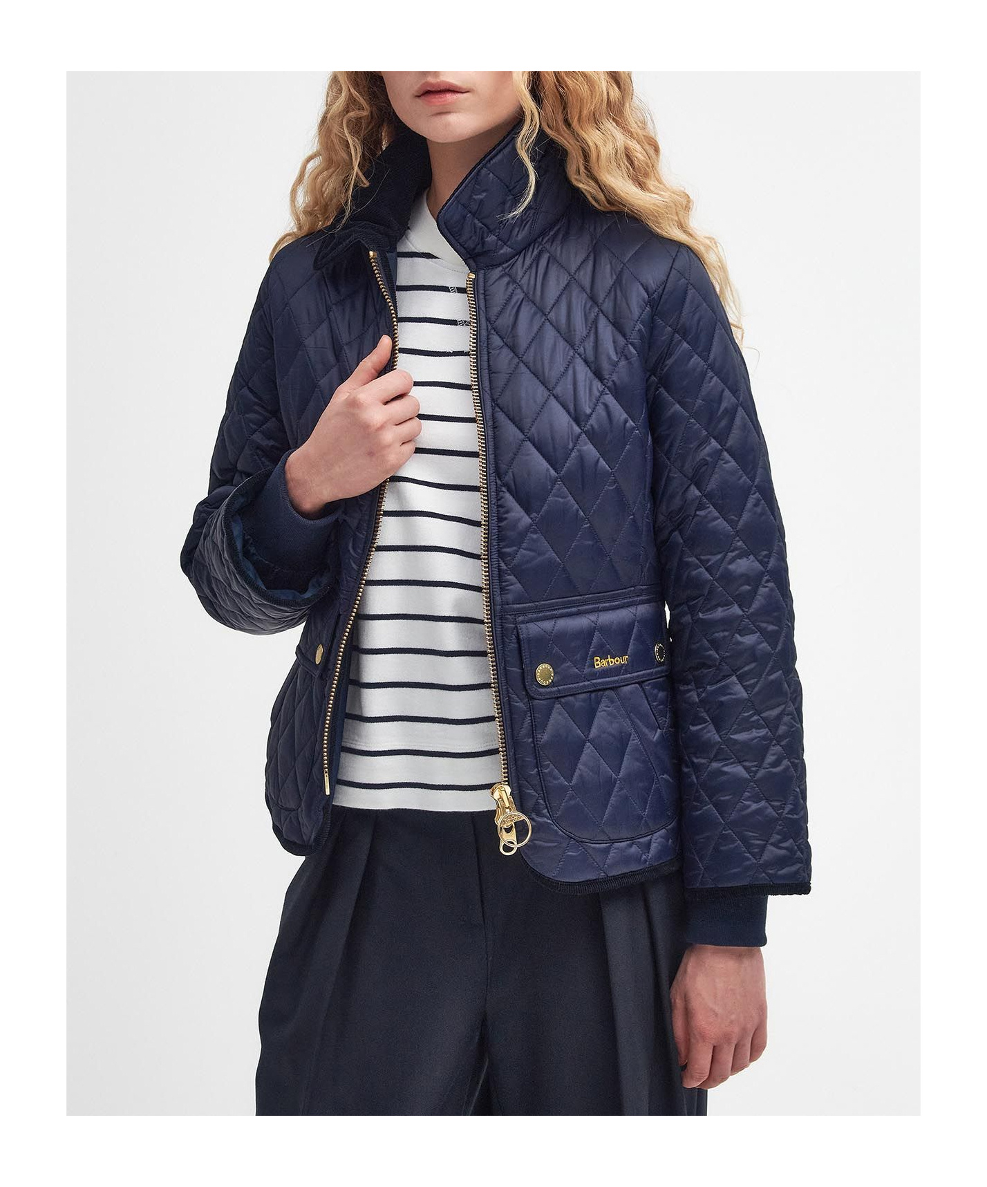Barbour Jacket With Zip In Blue