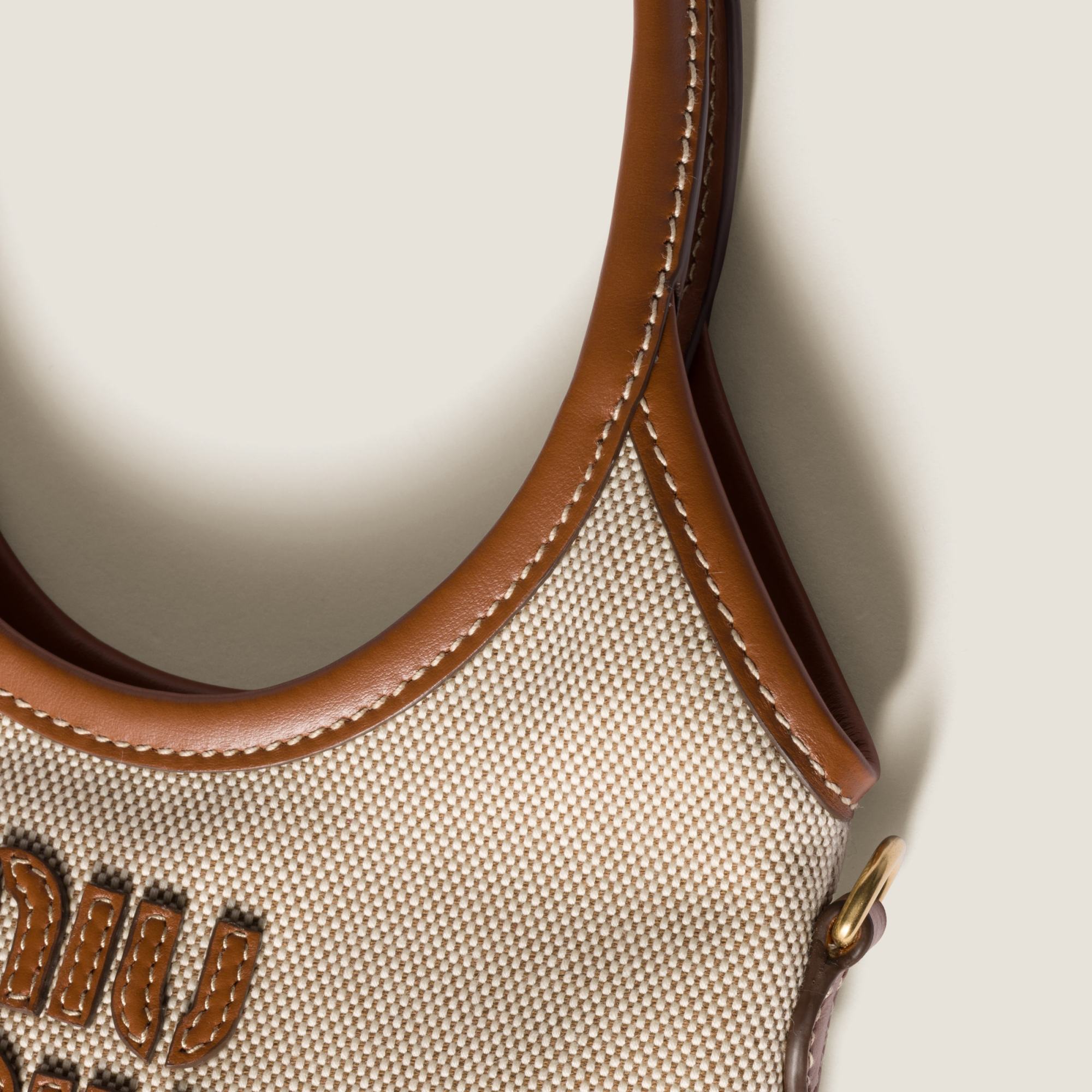 MIU MIU IVY CANVAS AND LEATHER BAG