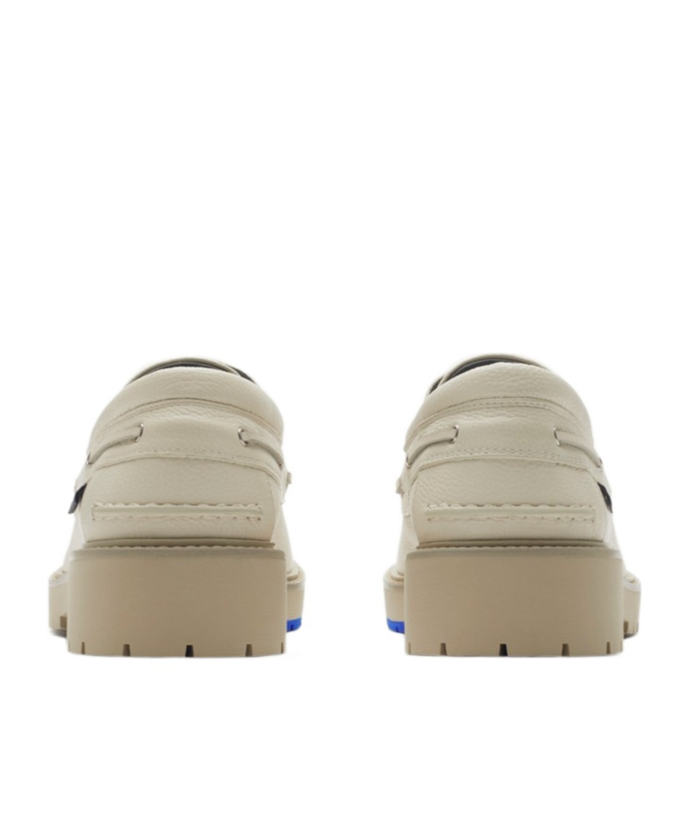Burberry Leather Raft Boat Shoes In Nude