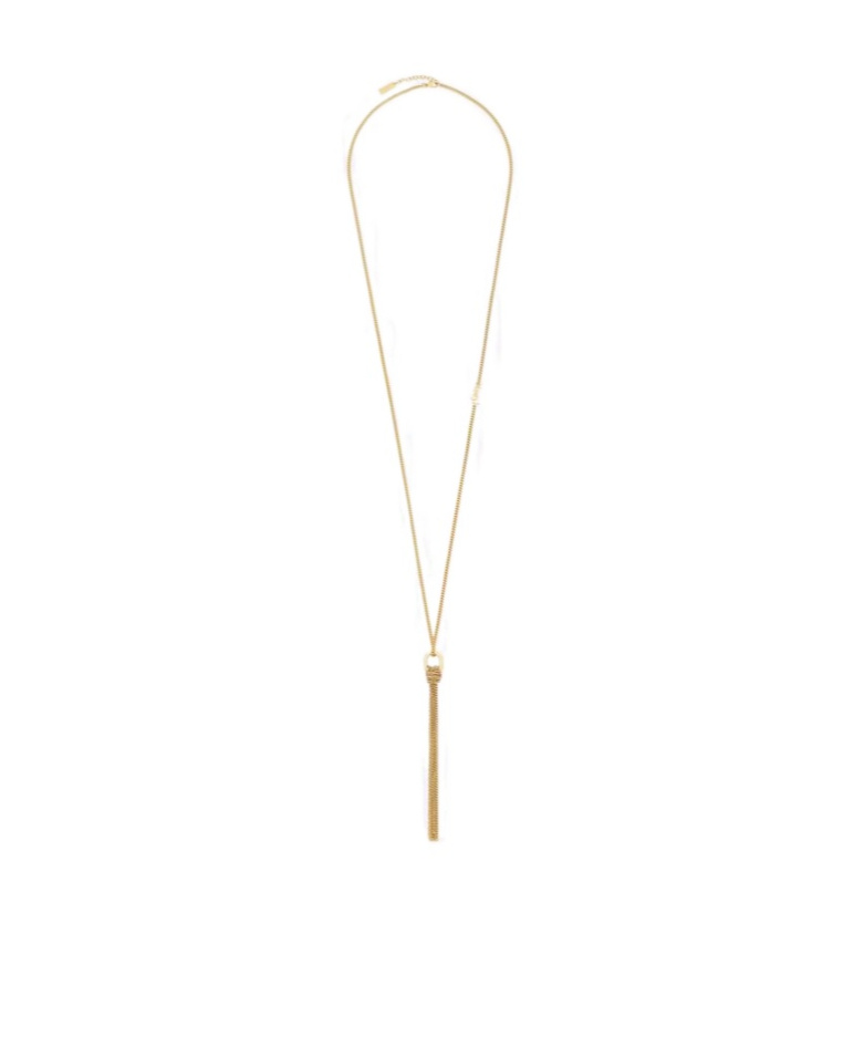 Saint Laurent Cassandre Metal Tassel Necklace In Yellow