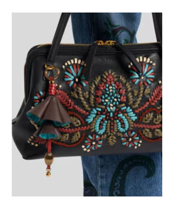 Etro Leather Flower Charm In Gold
