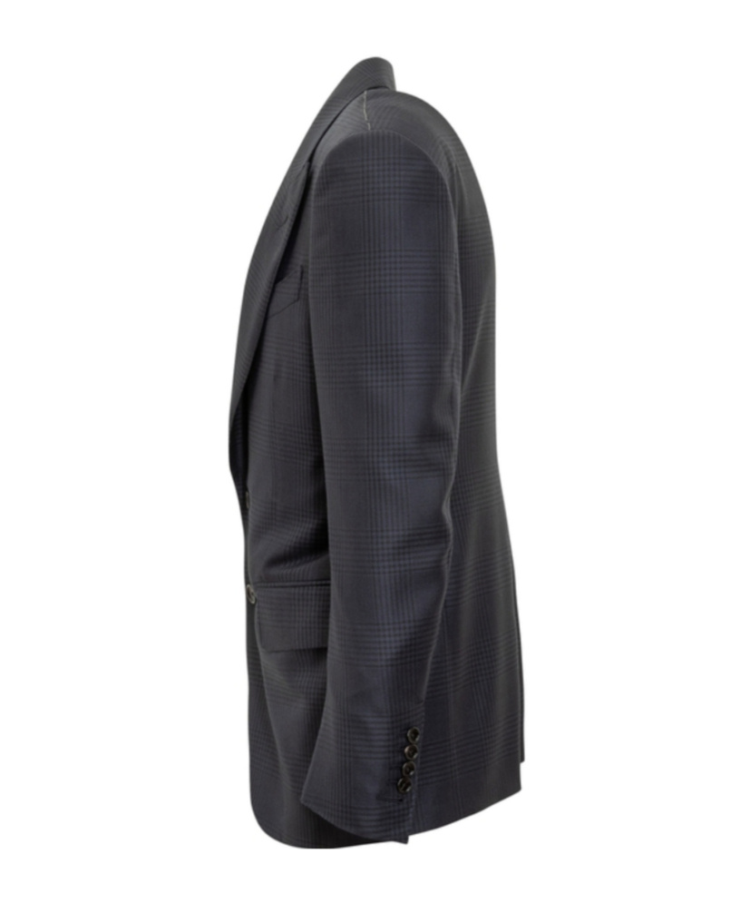 Tom Ford Single Breasted Checked Jacket In Gray