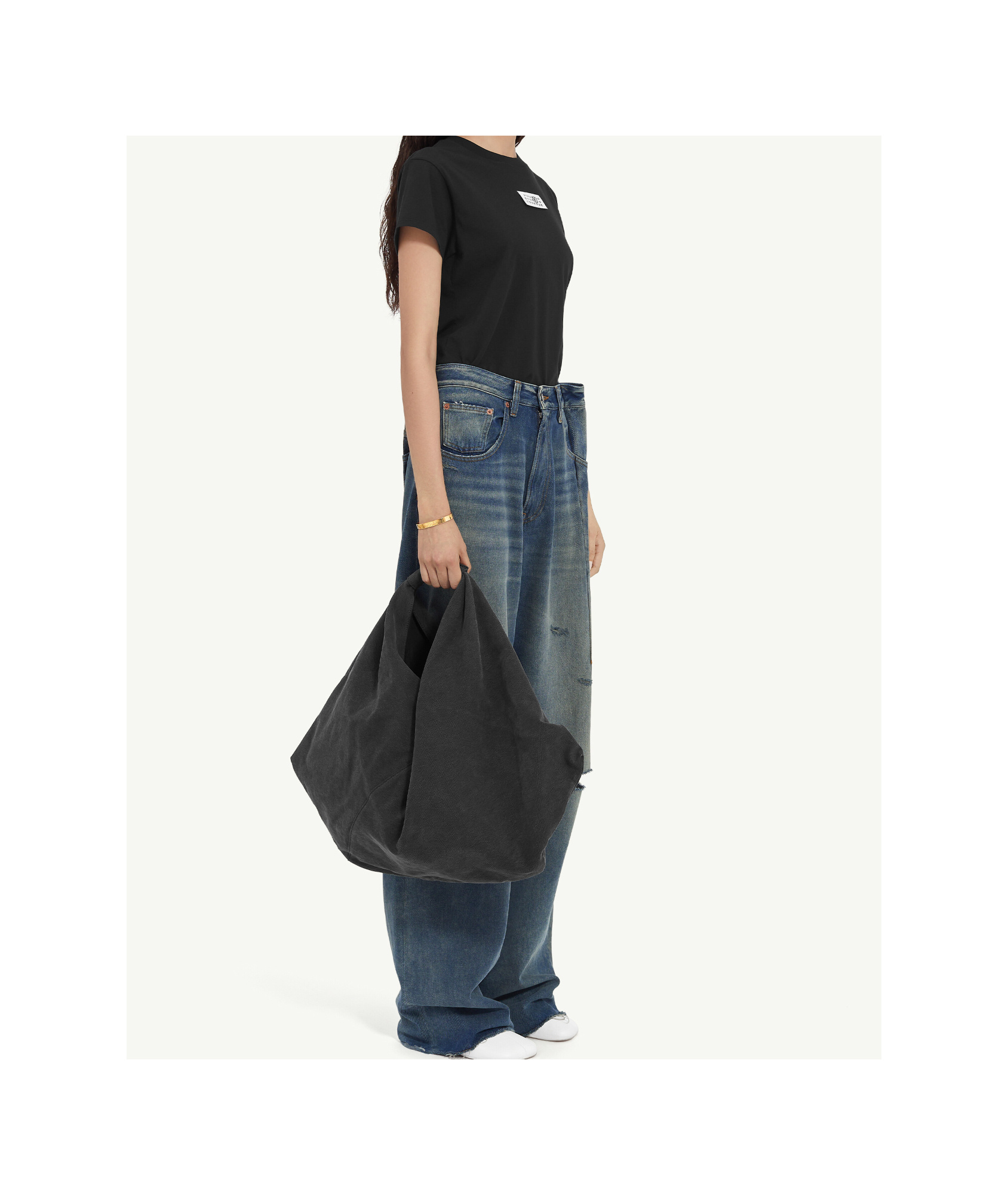 Mm6 Maison Margiela Pleated Bootcut Jeans In Gray