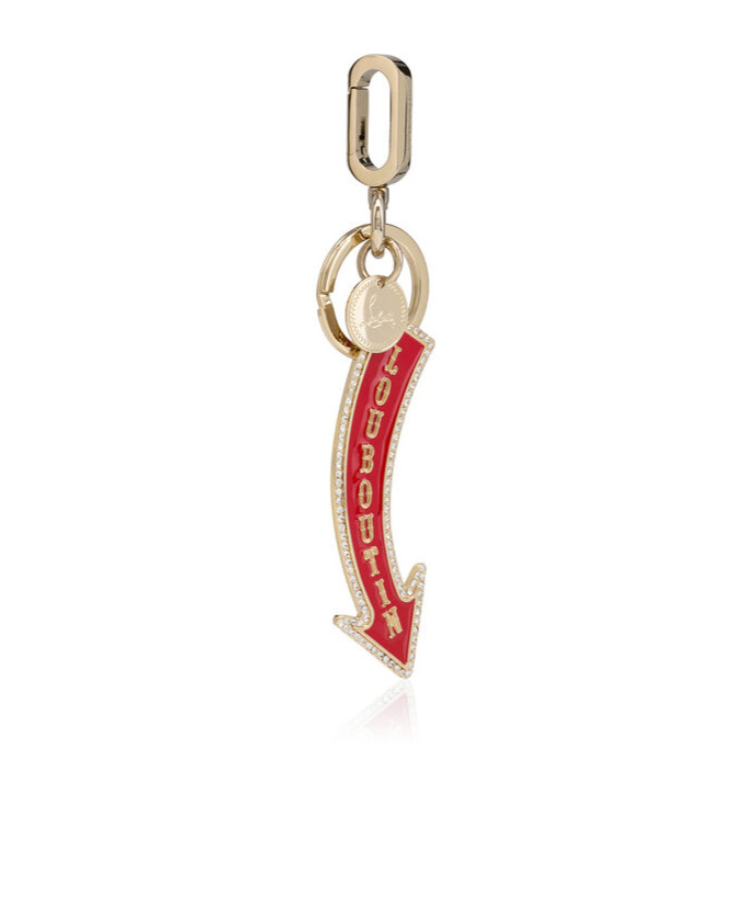 Christian Louboutin Brand Logo Keychain In Gold