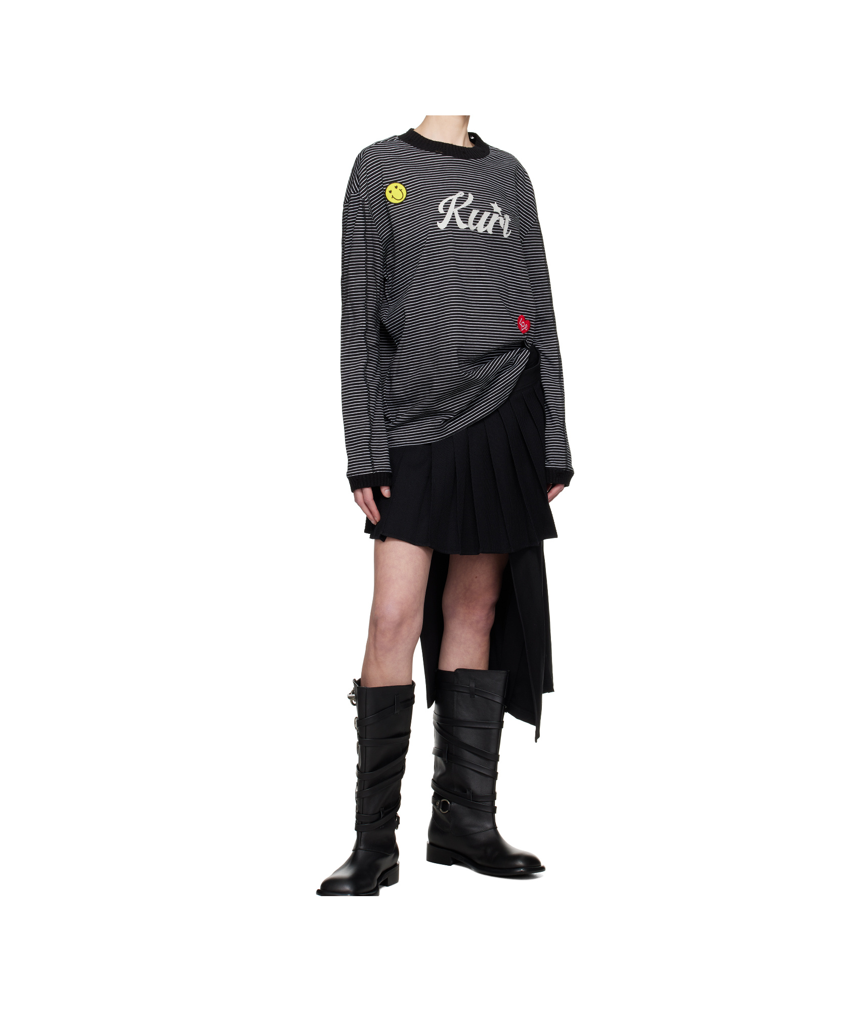 Andersson Bell Black & White Kurt Stripe T-shirt In Black/white