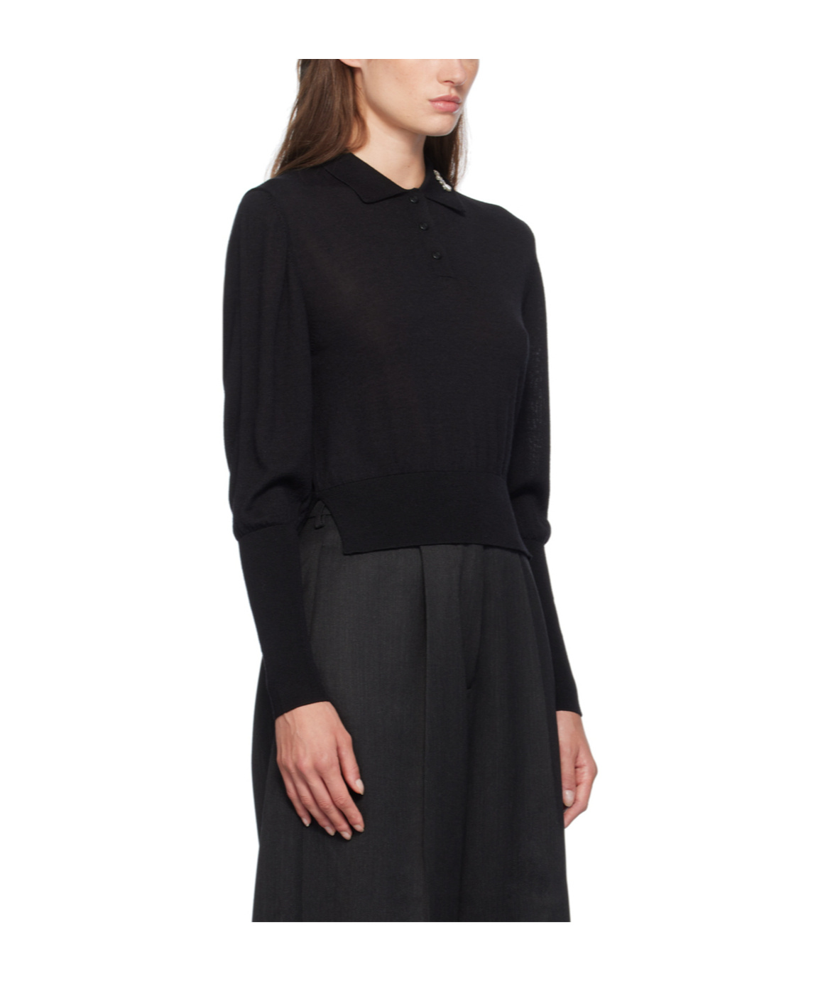 SIMONE ROCHA LAPEL BUTTON-DOWN SWEATER
