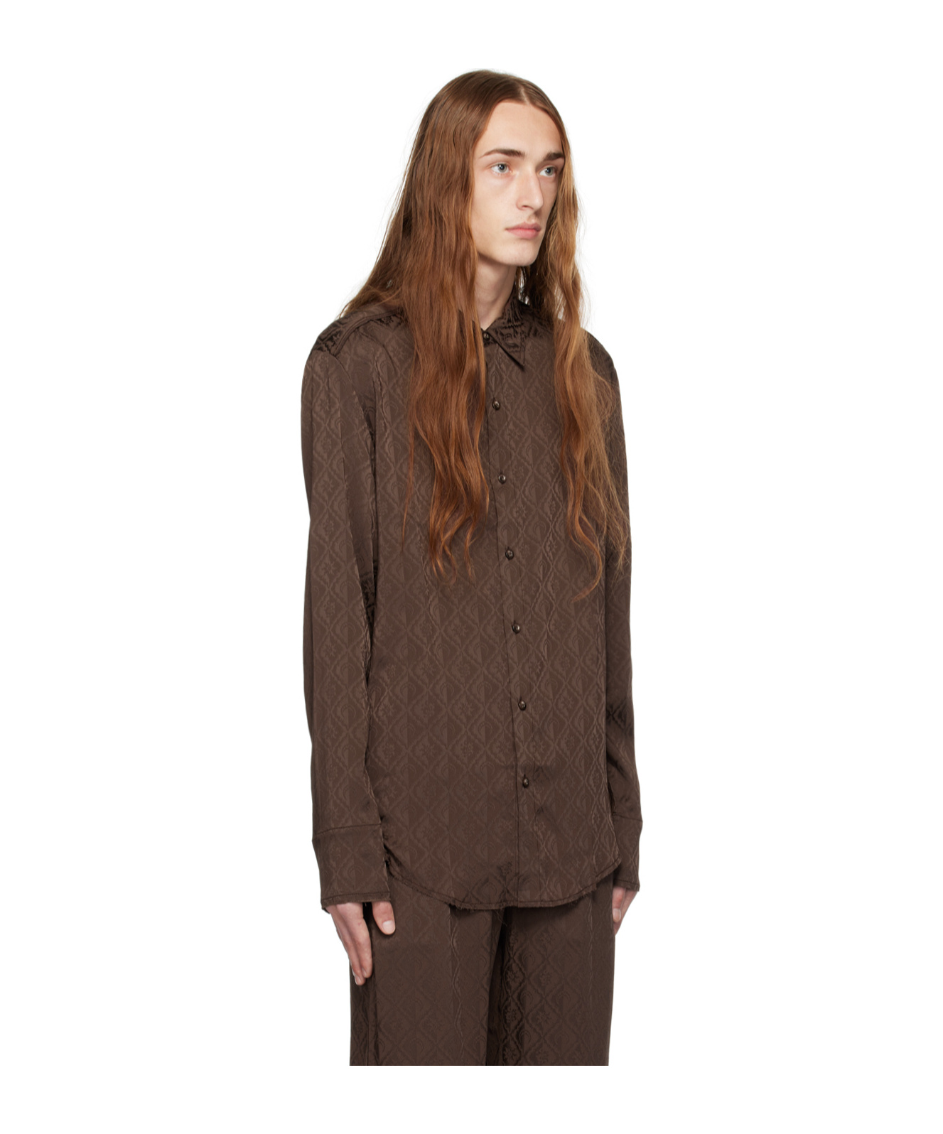 Marine Serre Moon Diamond Button Shirt In Brown