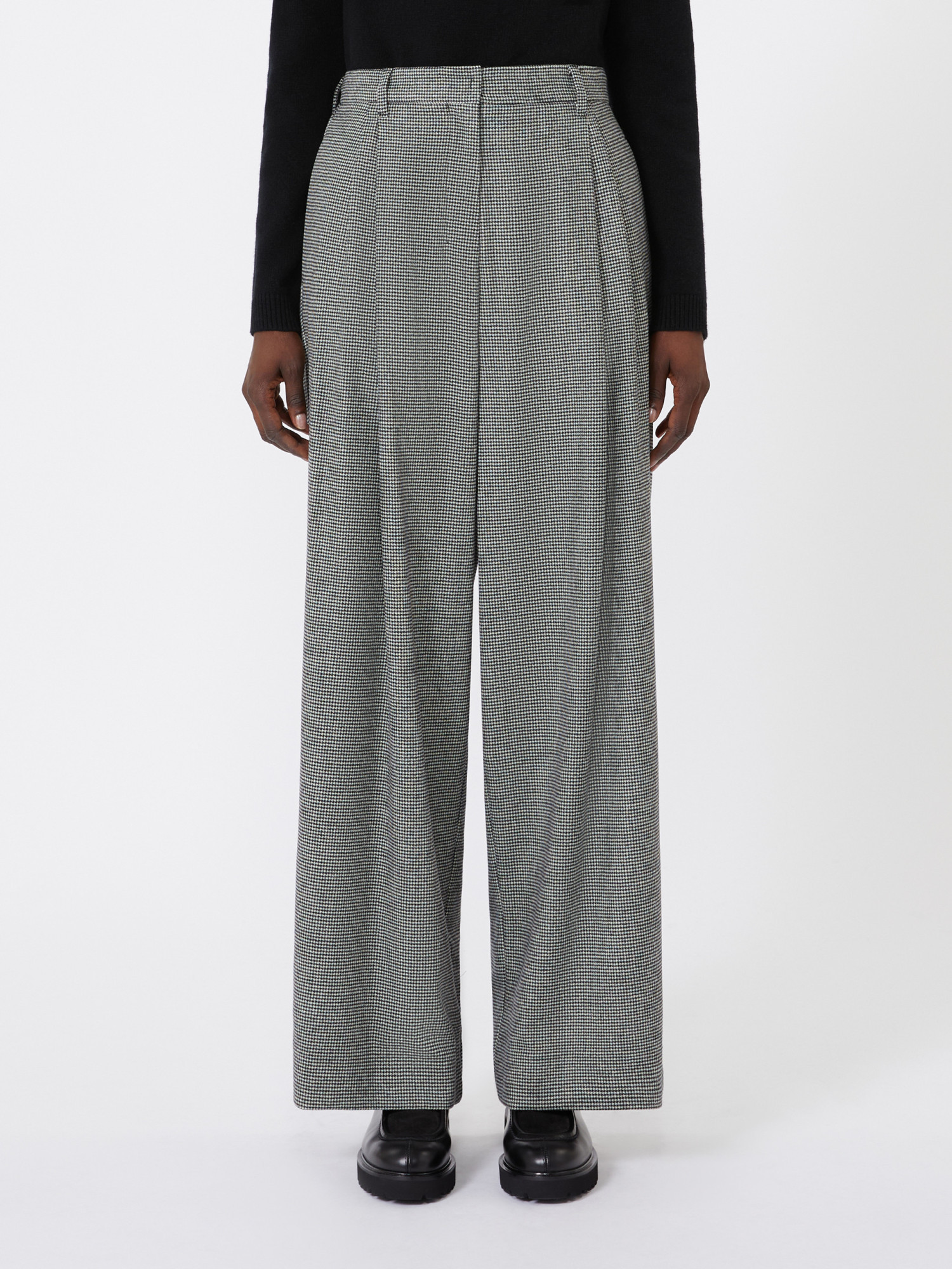 Max Mara Wool And Cashmere Wide-leg Trousers In Gray