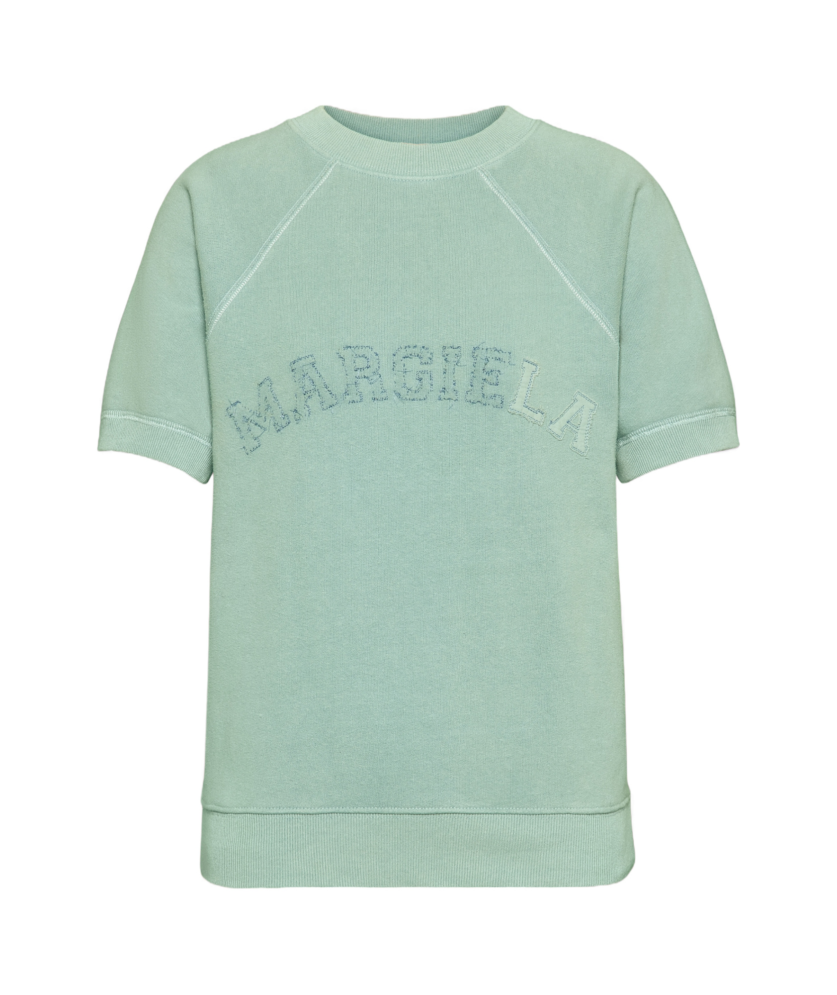 Maison Margiela Short Sleeve Sweatshirt In Baby Blue