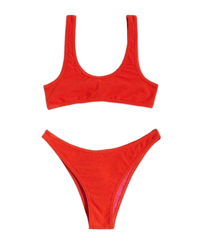 Reina Olga Round-neck Bikini Set In Red