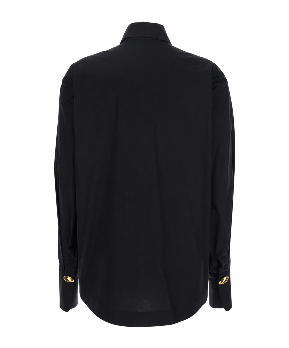 Federica Tosi Black Shirt With Pointed Collar And Metallic Details On The Cuffs In Black