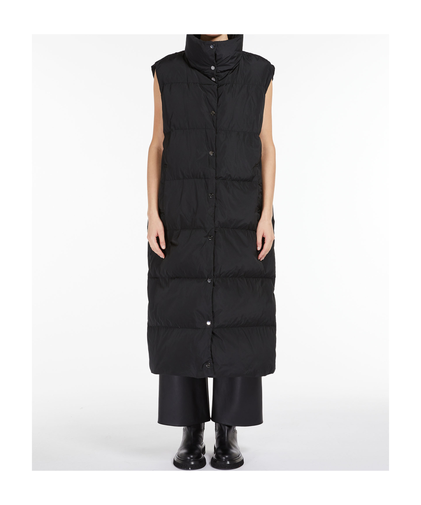 Max Mara Double-sided Waterproof Sleeveless Down Jacket In Black