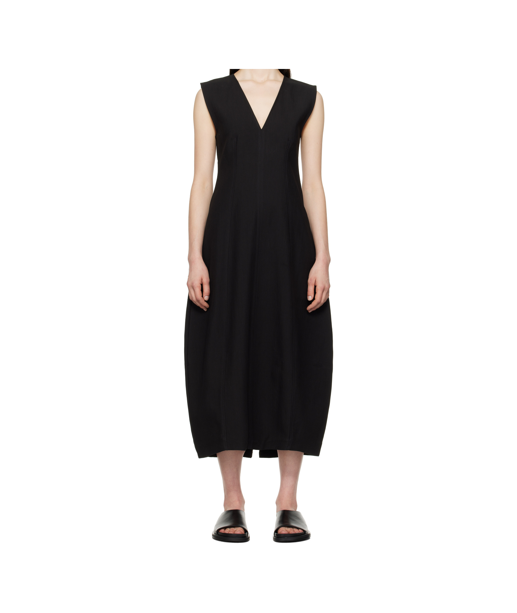 Studio Nicholson V-neck Midi Dress In Black