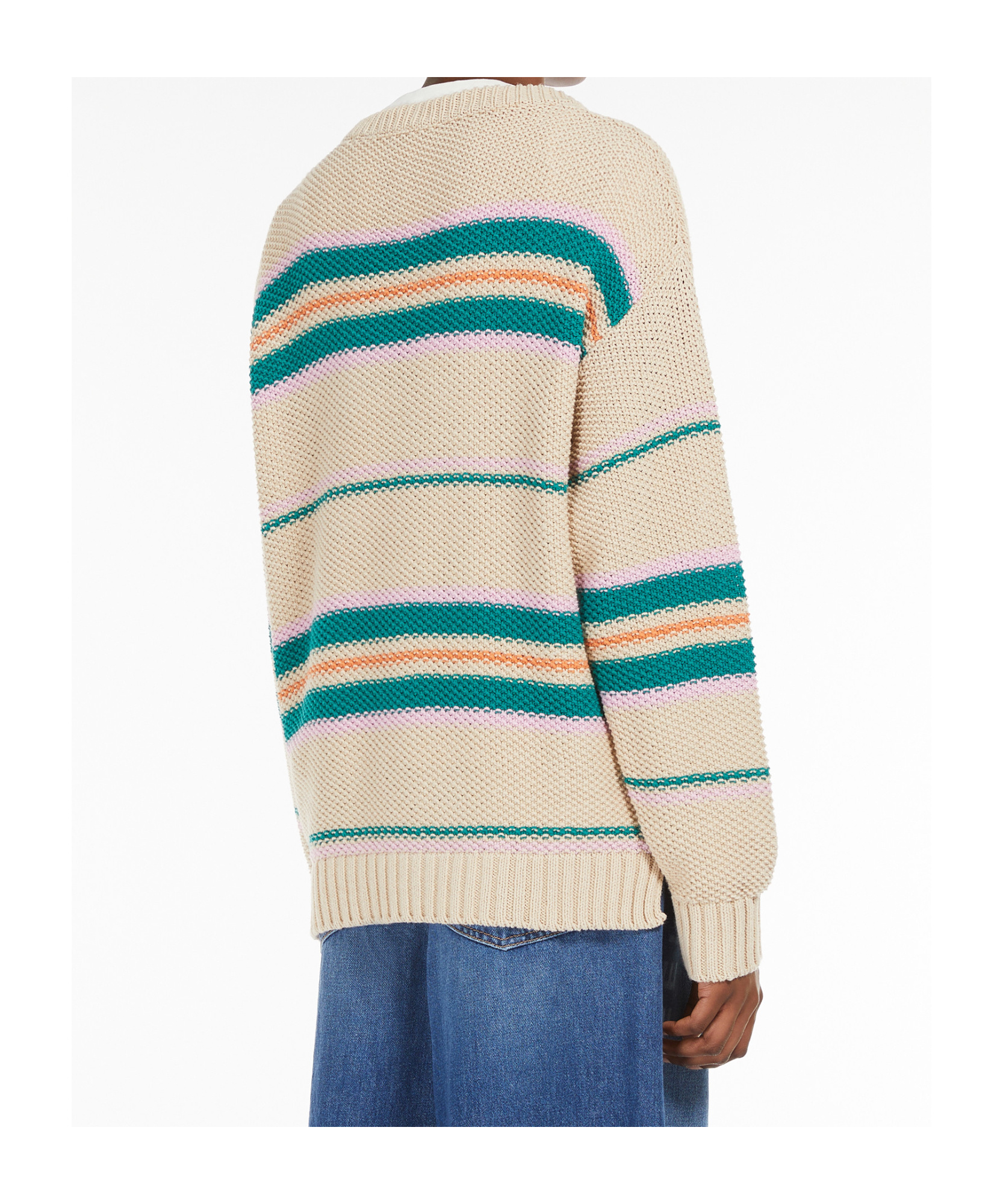 Weekend Max Mara Rice Grain Knit Embroidered Sweater In Nude