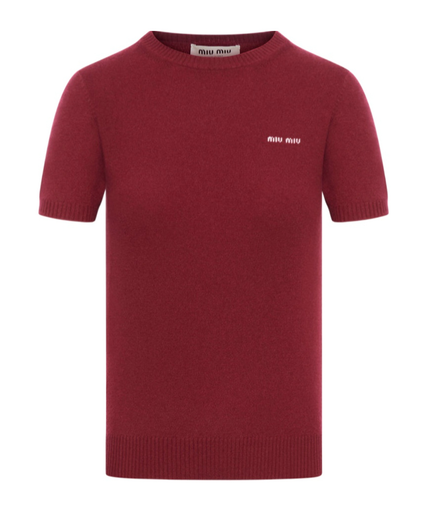 Miu Miu Short-sleeved Sweater In Red