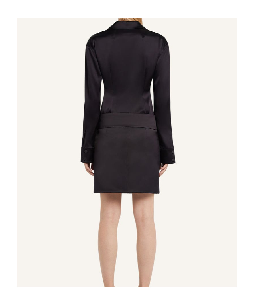 Courrèges Darted Satin Shirt In Black