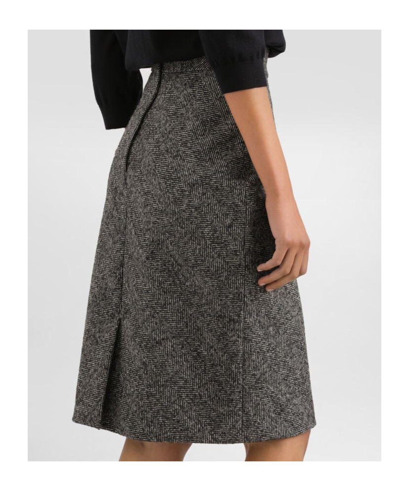 Dolce & Gabbana Herringbone Midi Pencil Skirt In Brown