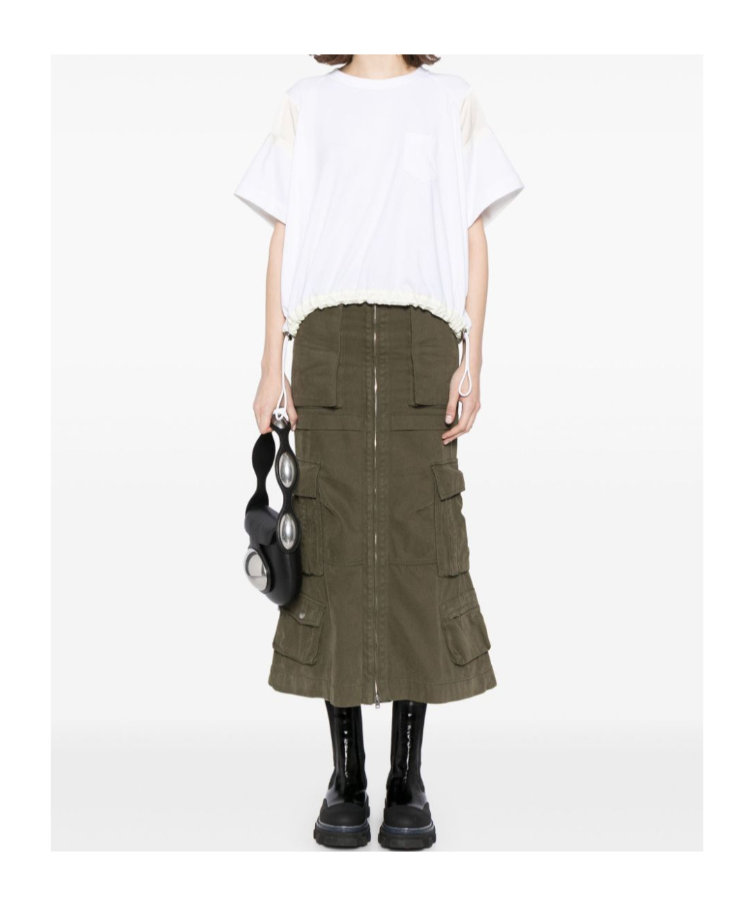 Shop Sacai Panelled T-shirt In White
