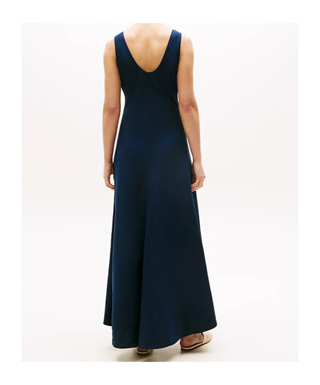 Tommy Hilfiger Linen Blend Maxi Dress In Dark Navy