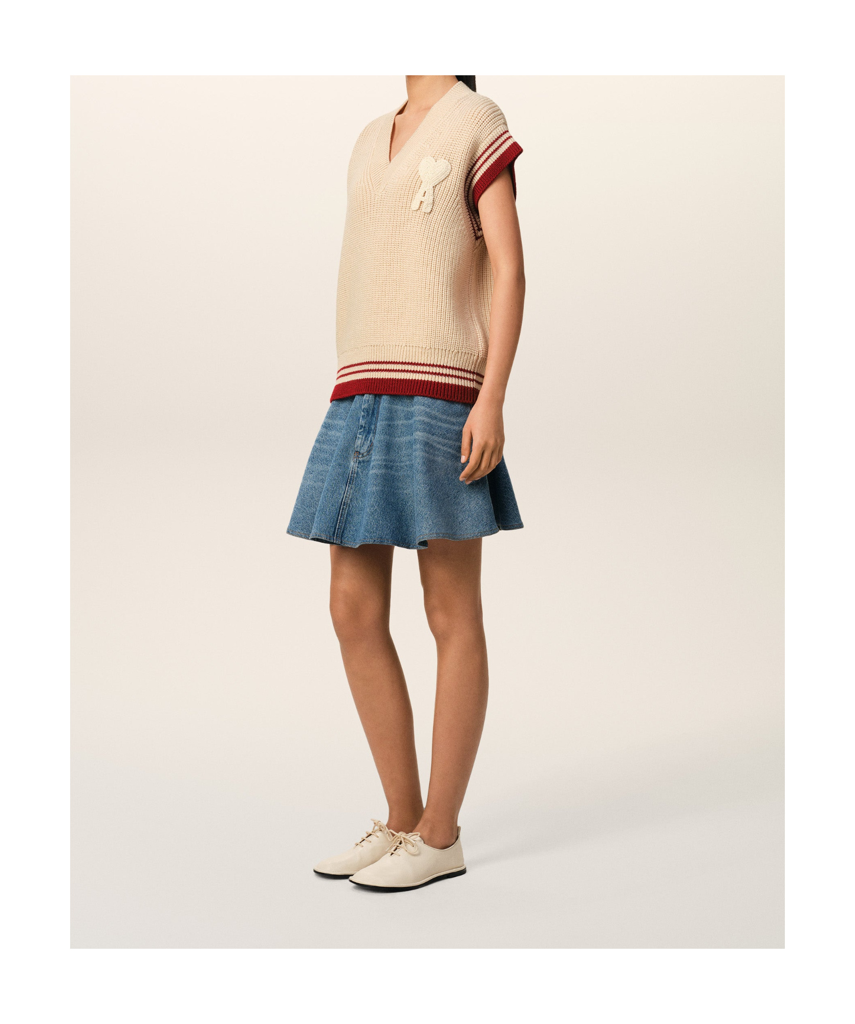 Ami Alexandre Mattiussi Ami Paris Ribbed Sweater In Nude