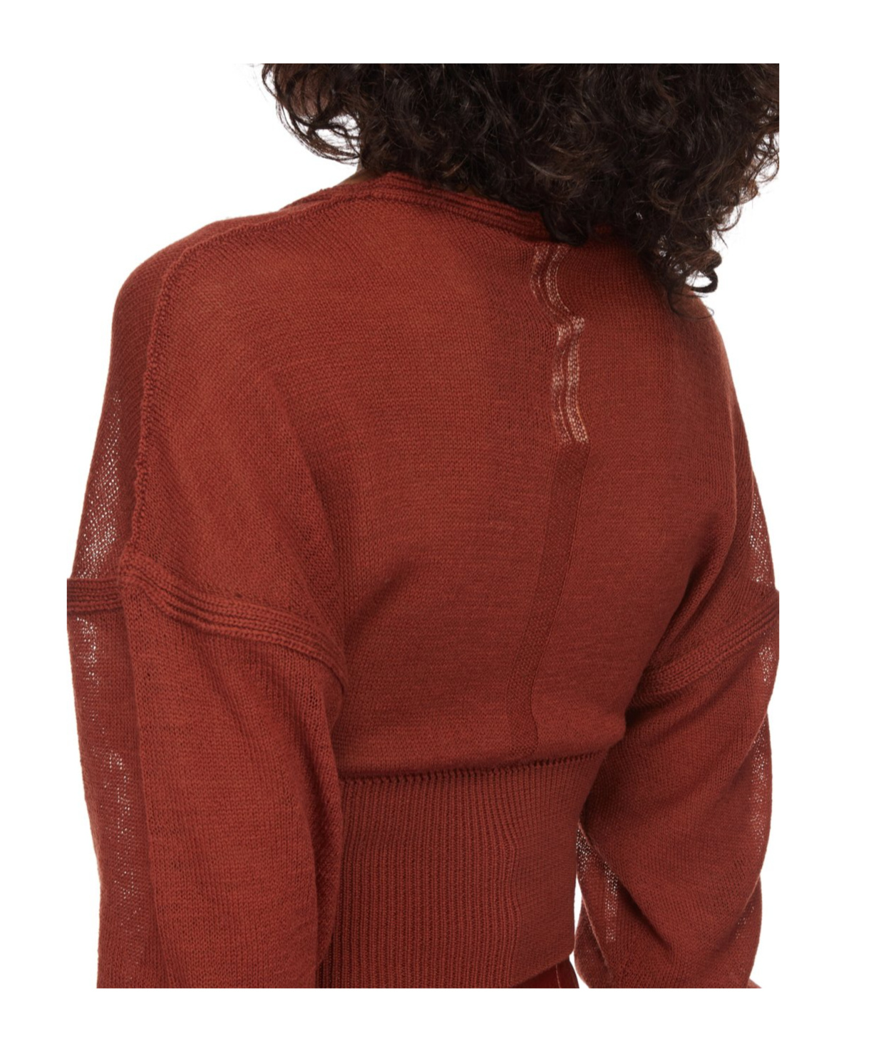 Rick Owens Ls V Fine-knit Cropped Jumper In Red