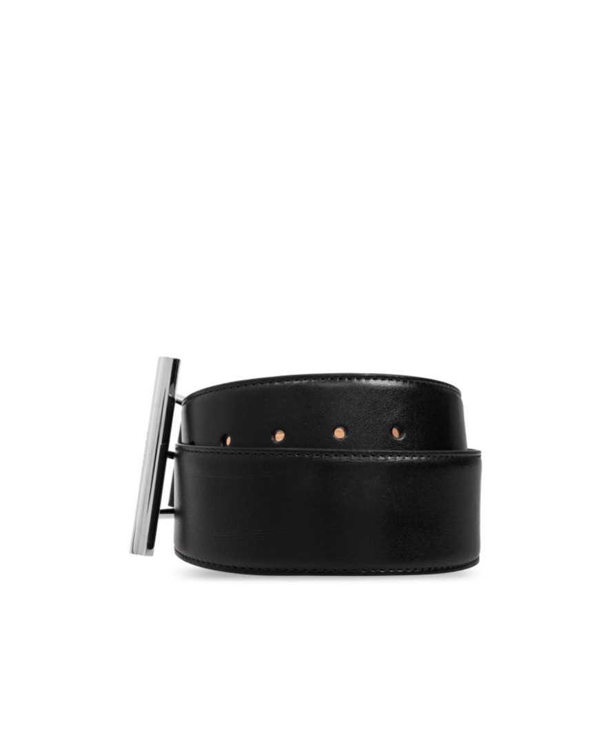 Alexander Mcqueen T-bar Buckled Logo Engraved Belt In Black