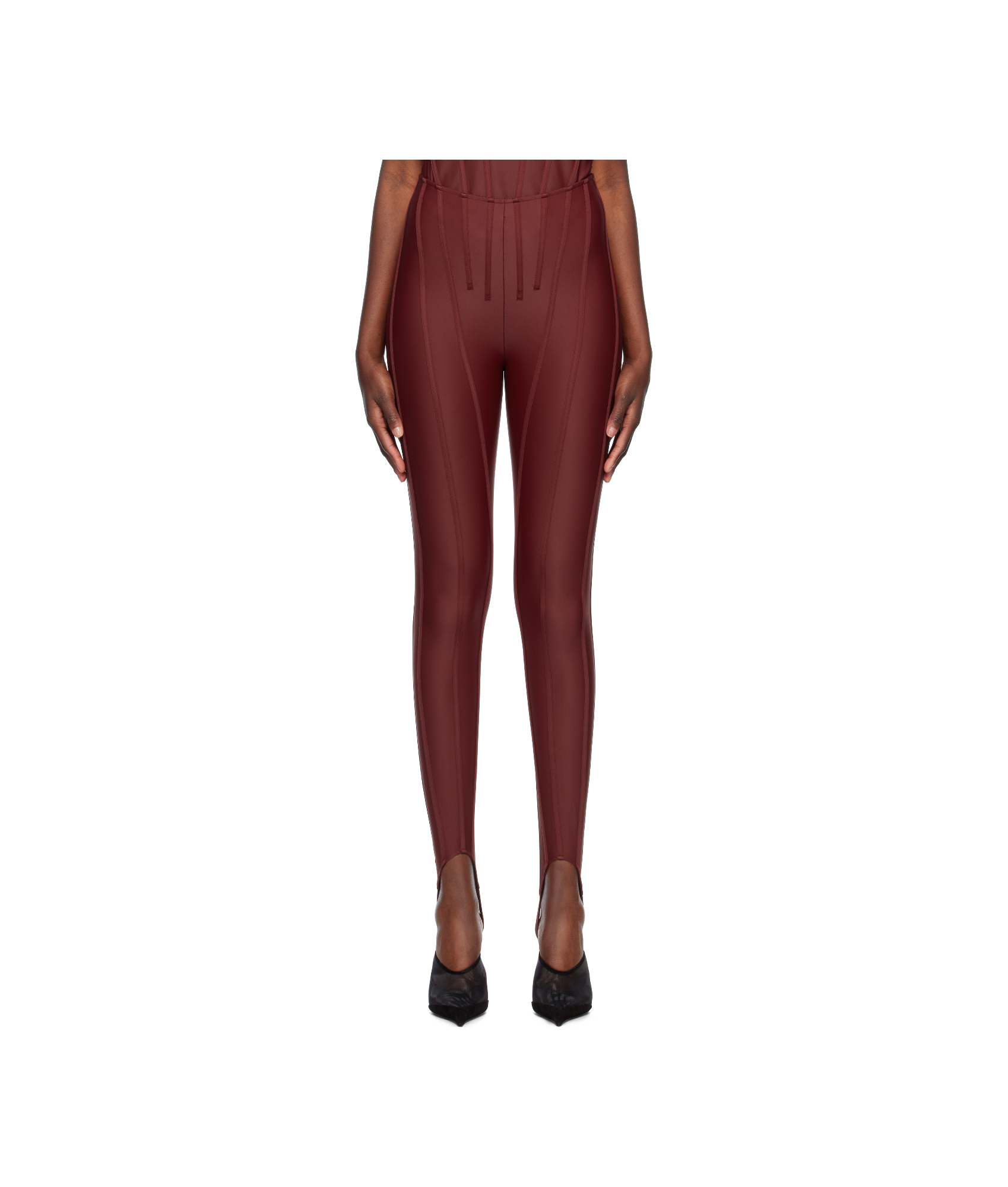 Mugler Stirrup-detail Leggings In Red