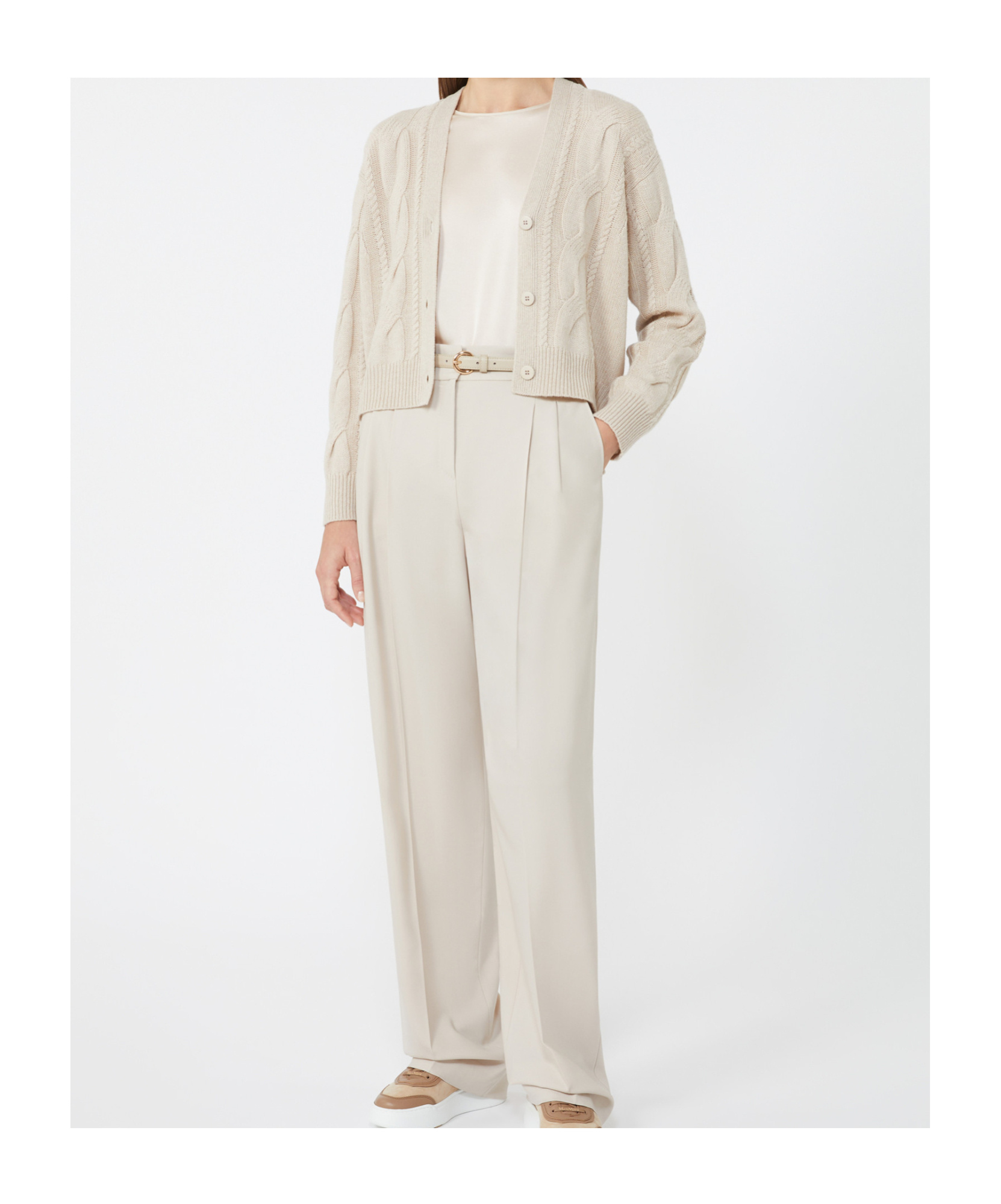 Max Mara Cropped Wool And Cashmere Blend Cardigan In Neutral