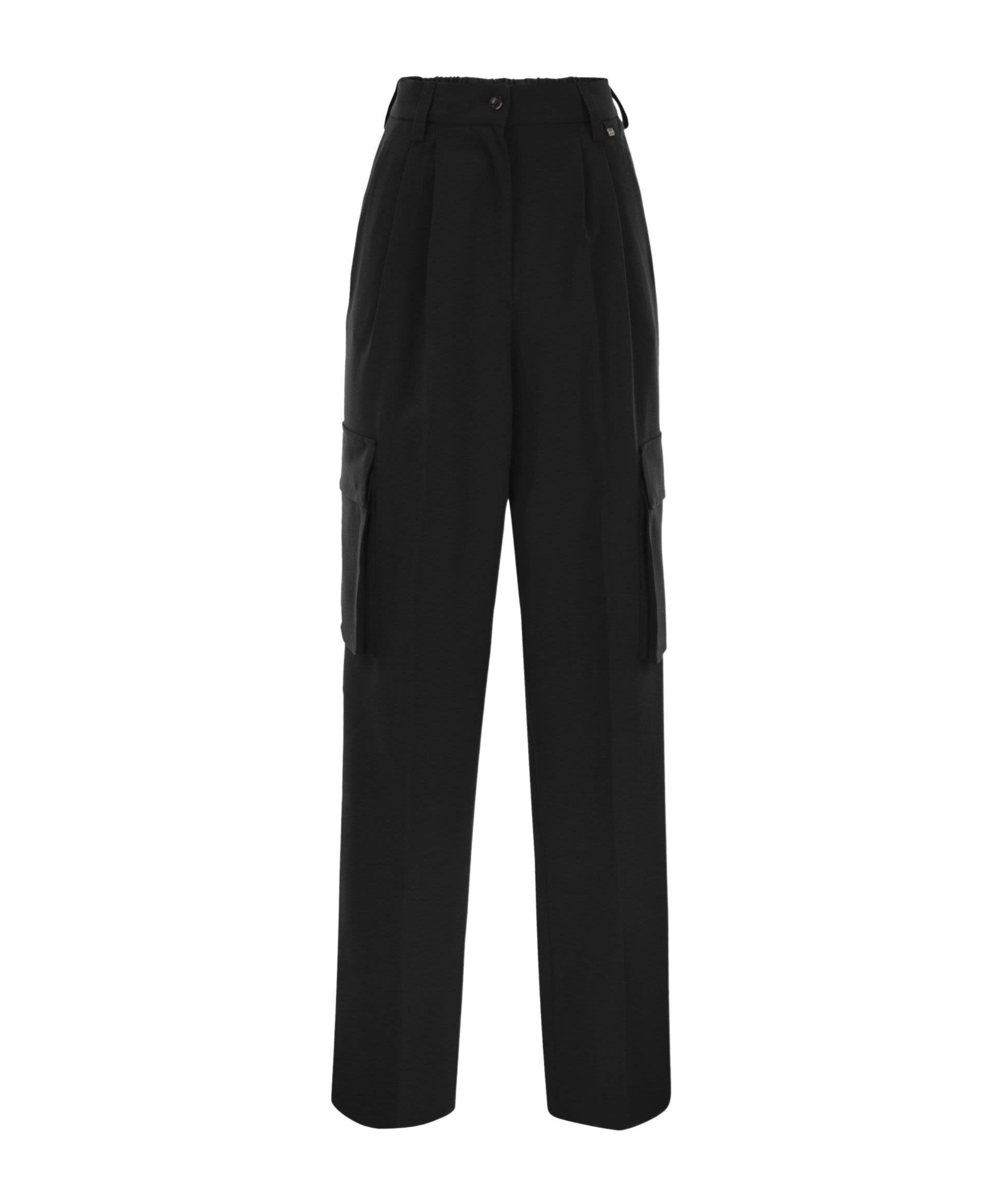 Herno Women Soft Wool Cargo Pants In Black
