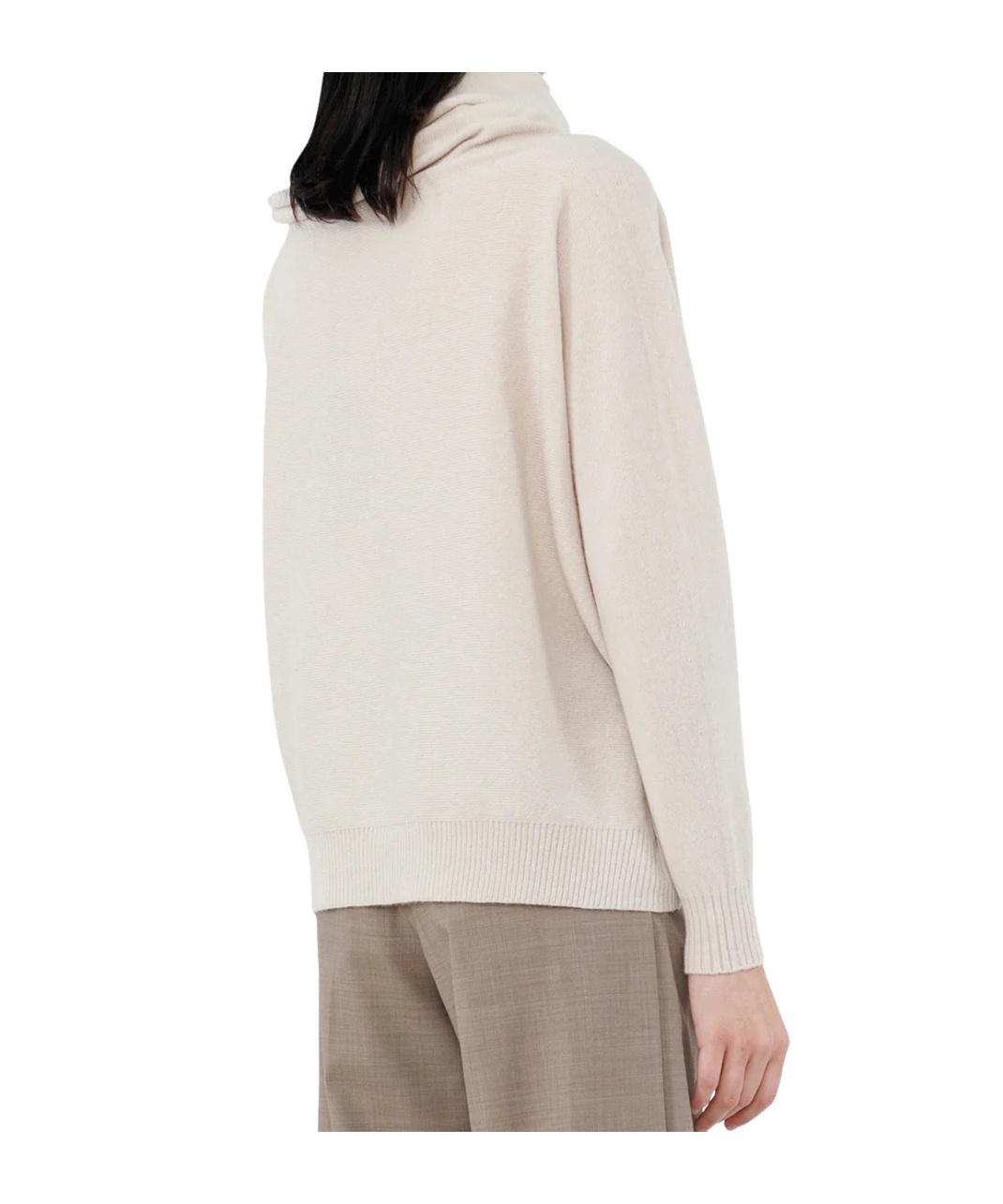 D Exterior Long-sleeved Ribbed Sweater In White