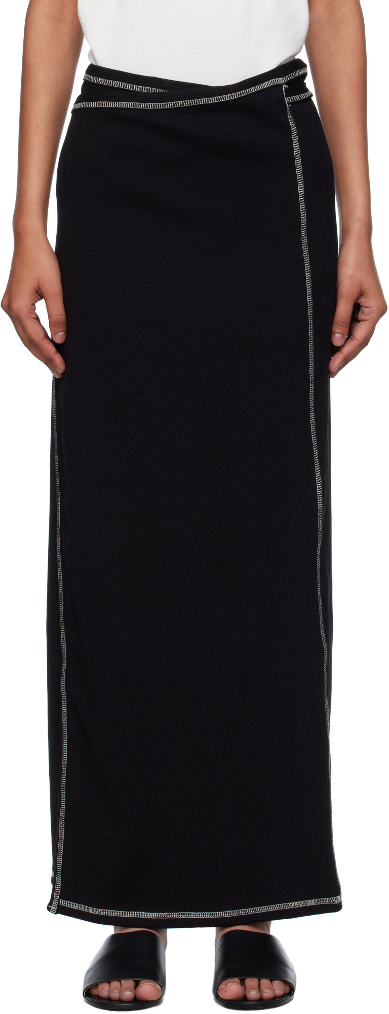 Baserange Elastic Waist Skirt In Black