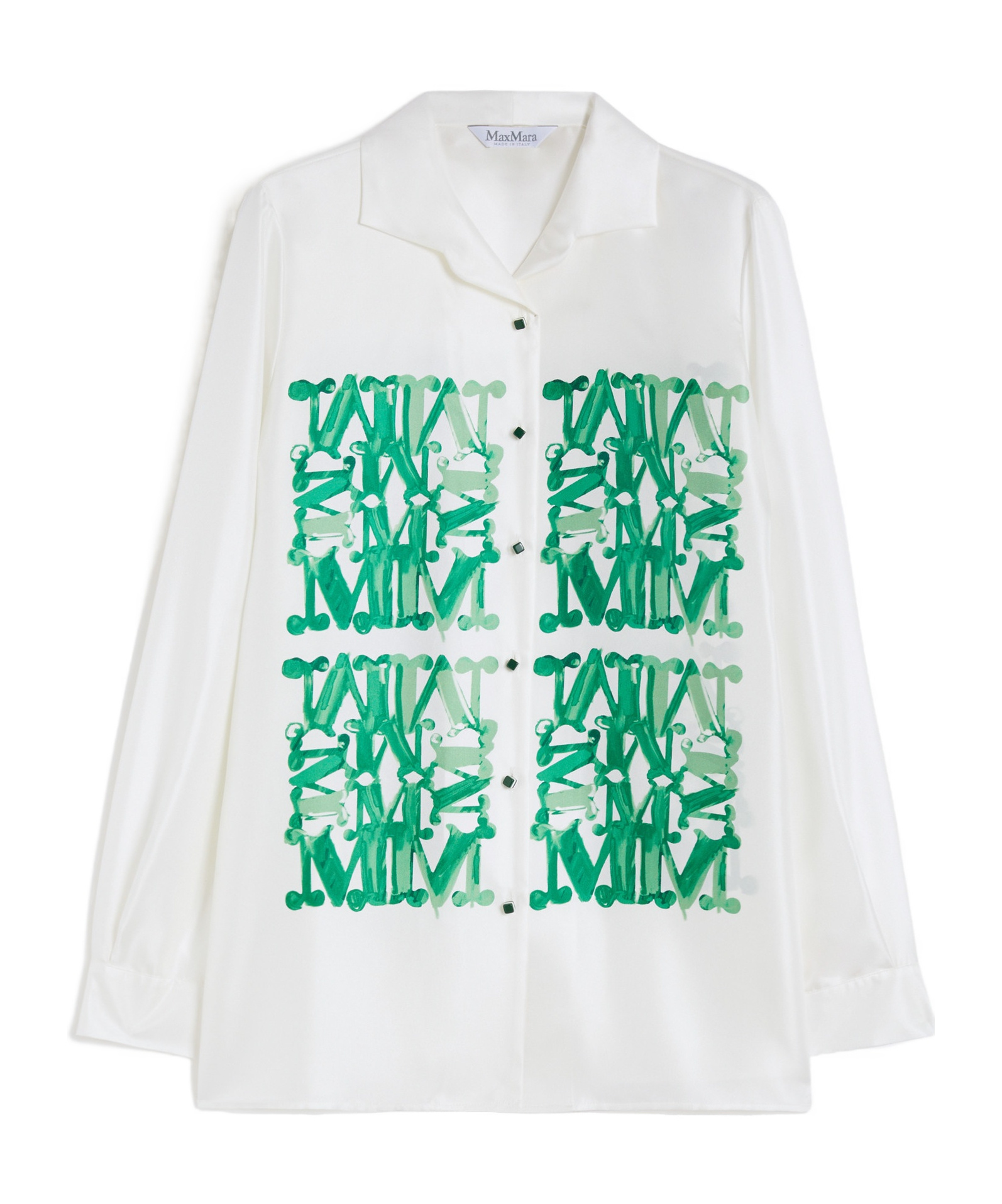 Max Mara Monogram-print Button-up Shirt In White