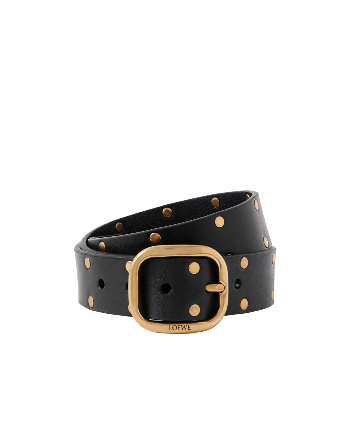 Loewe Leather Studded Rounded-rectangle Belt In Black