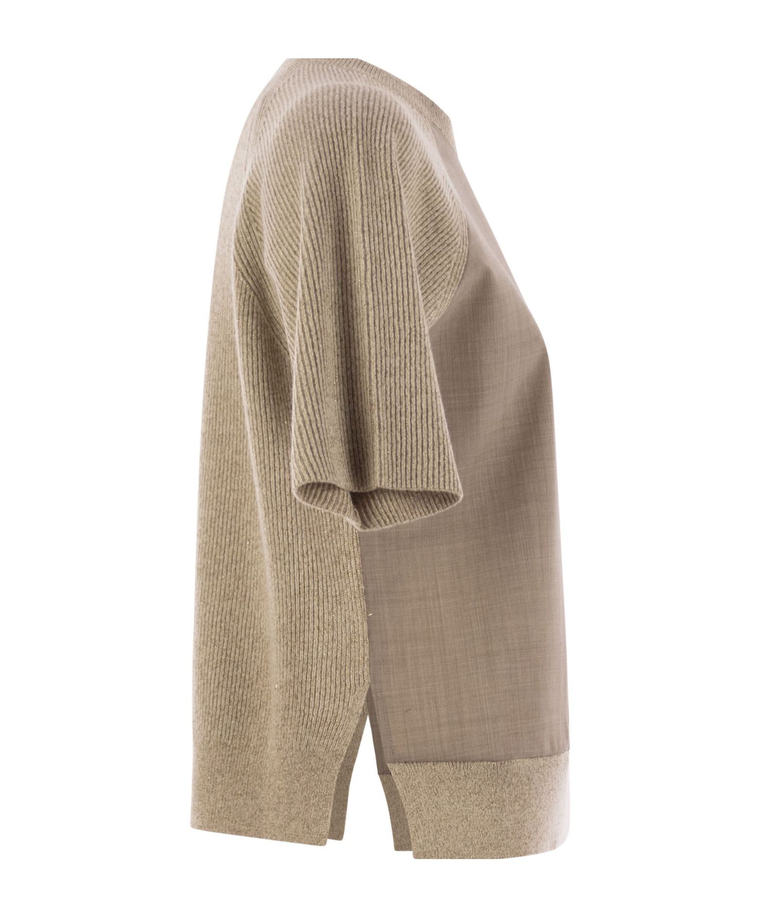 Fabiana Filippi Platinum And Lurex Short-sleeved Jersey In Brown