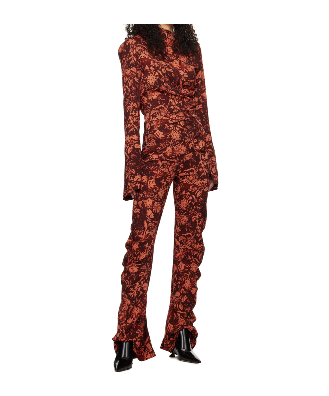 Jade Cropper Floral-print Open-back Blouse In Orange