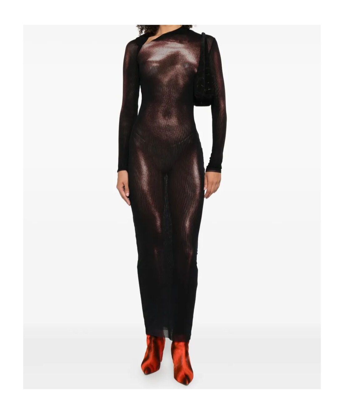 Jean Paul Gaultier Body-print Long Dress In Black