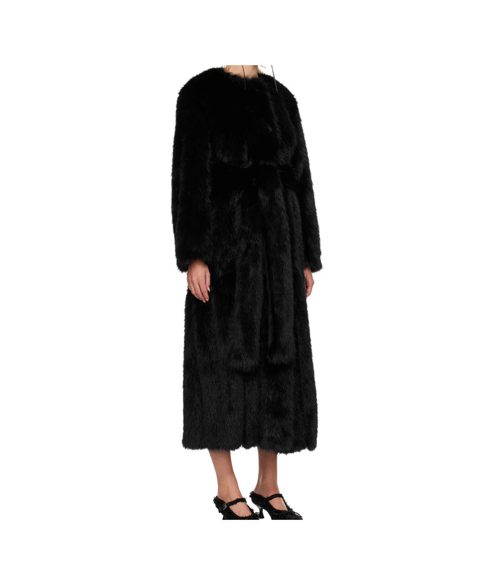 Simone Rocha Belted Long Coat In Black