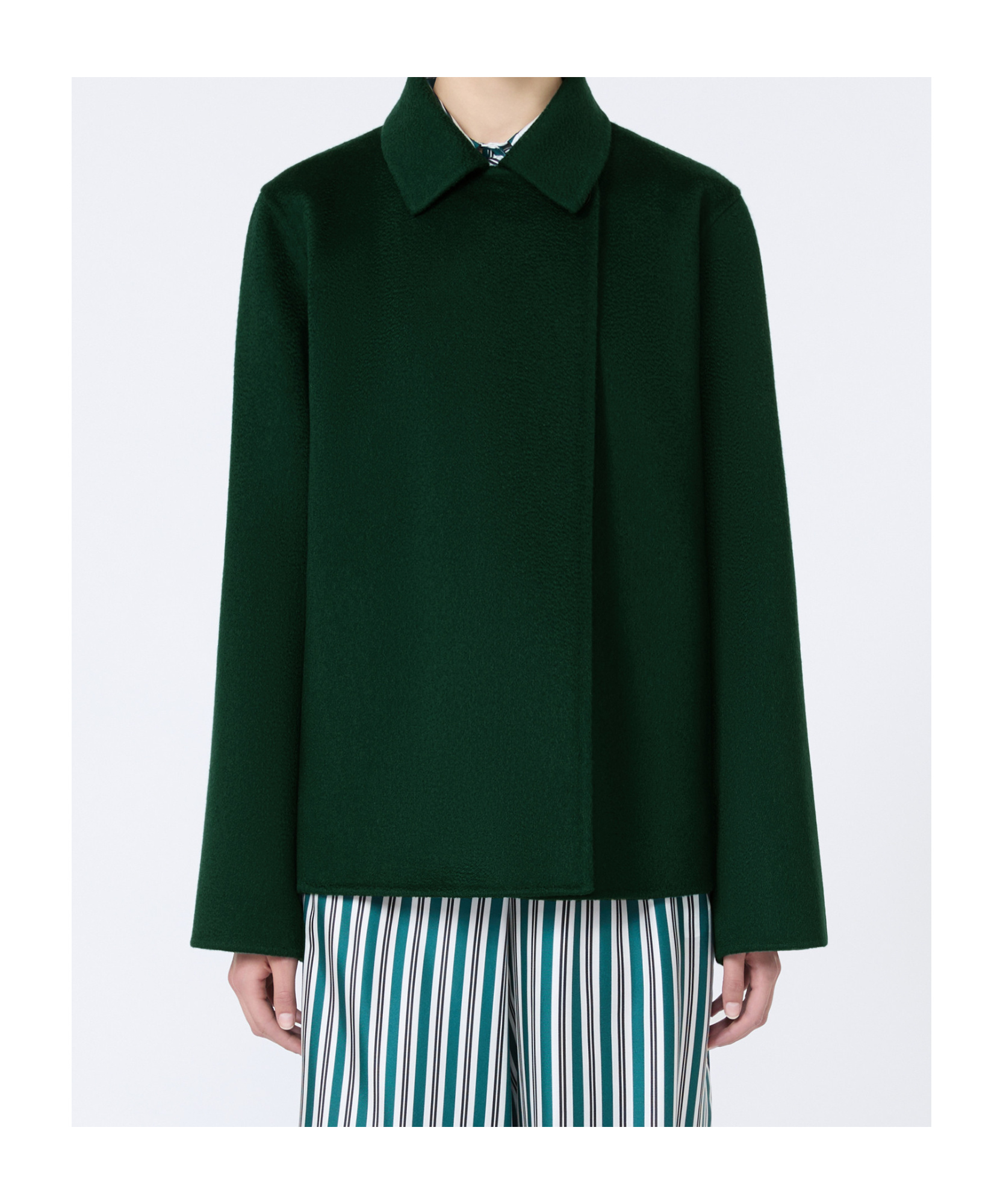 Max Mara Cashmere Broadcloth Coat In Green
