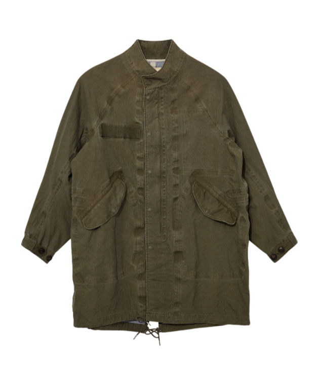 Visvim Six-five Fishtail Linen Parka In Green