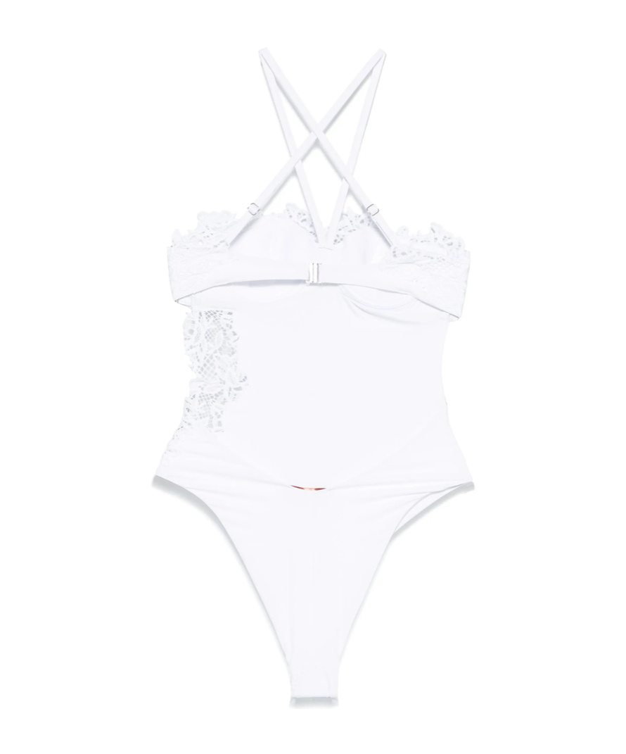 Ermanno Scervino Spaghetti Strap Swimsuit In White
