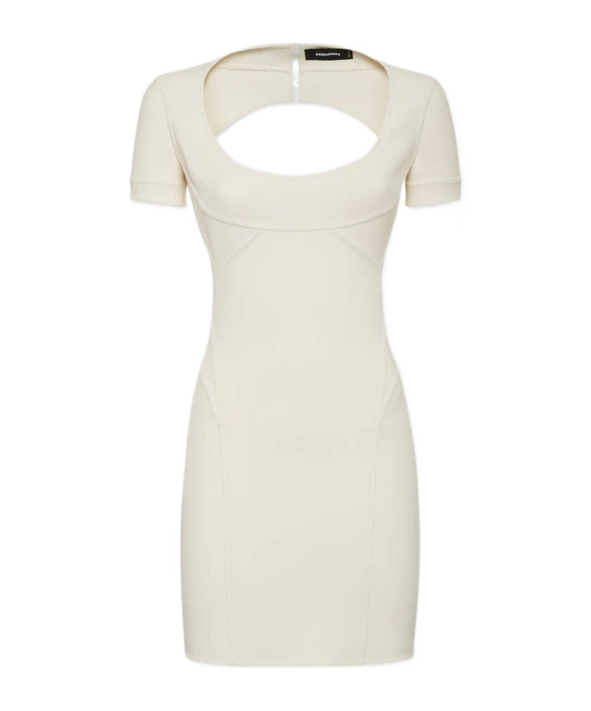 Dsquared2 Mini Dress With Open Back And Short Sleeves In White