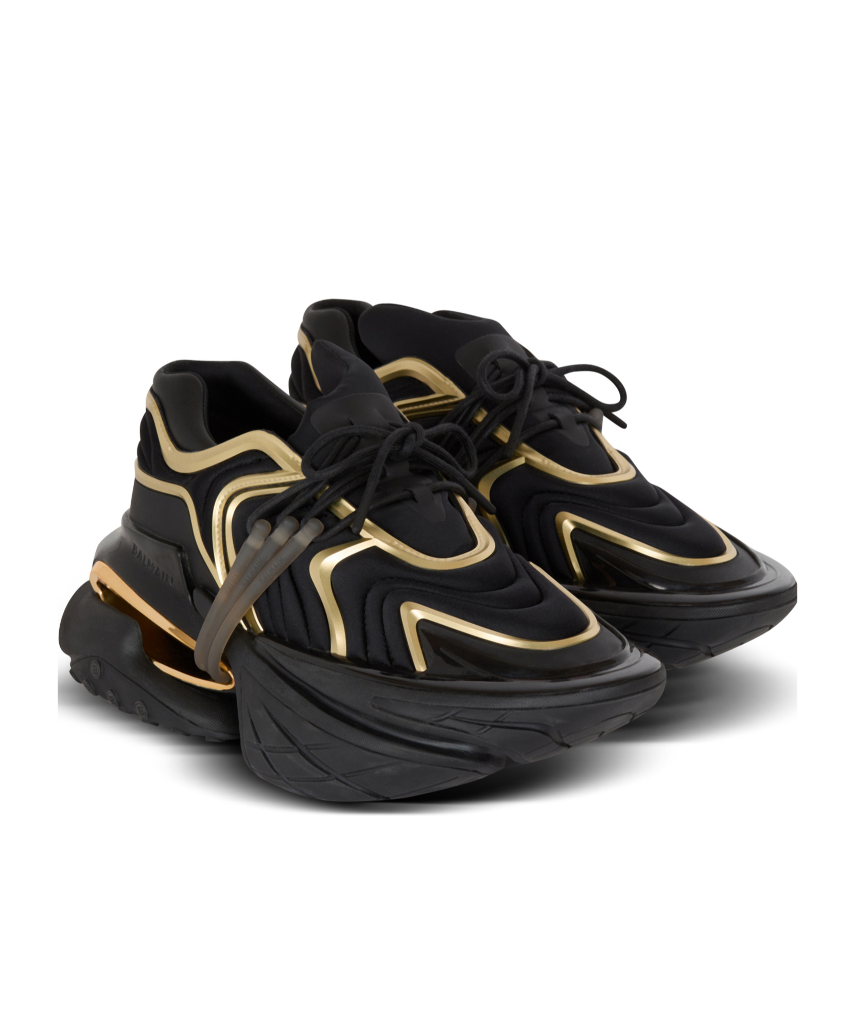 Shop Balmain Unicorn Wave Trainers In Neoprene And Calfskin In Black
