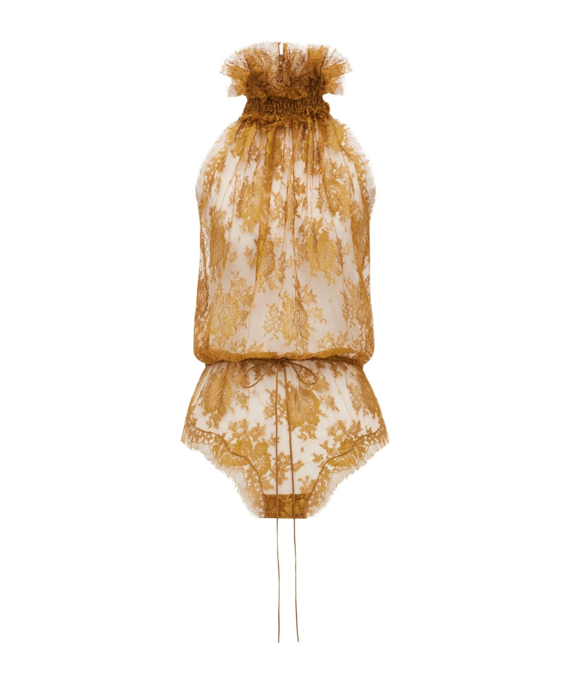 Saint Laurent Bodysuit In Lace In Brown