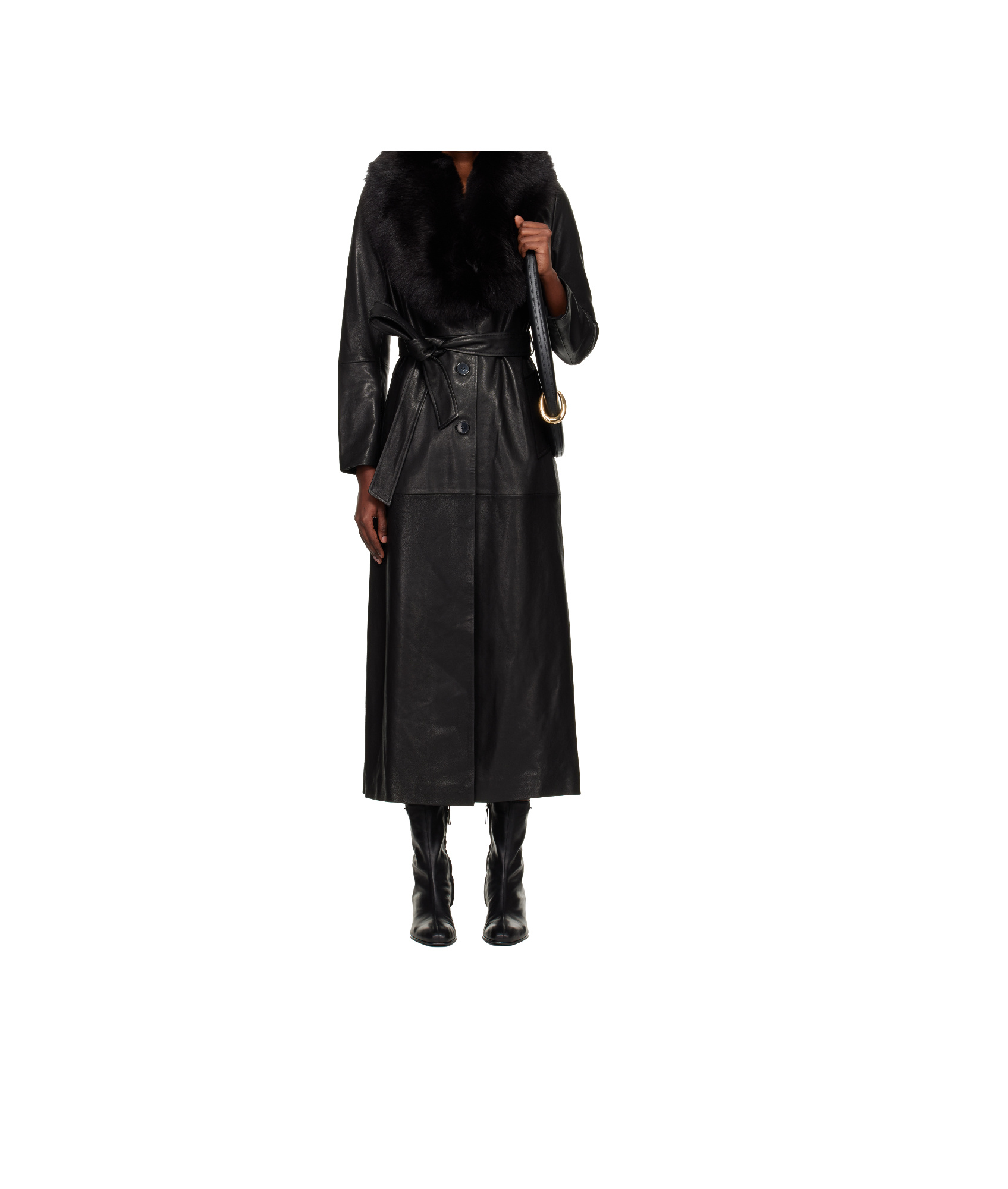 Nour Hammour Long-sleeved Coat In Black