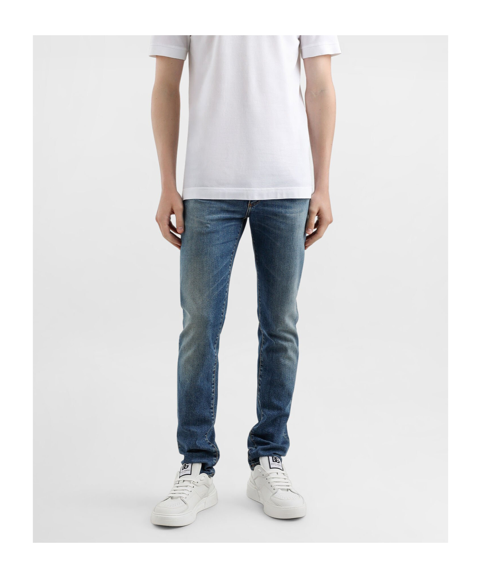 Dolce & Gabbana Whiskering-effect Skinny Jeans In Gray
