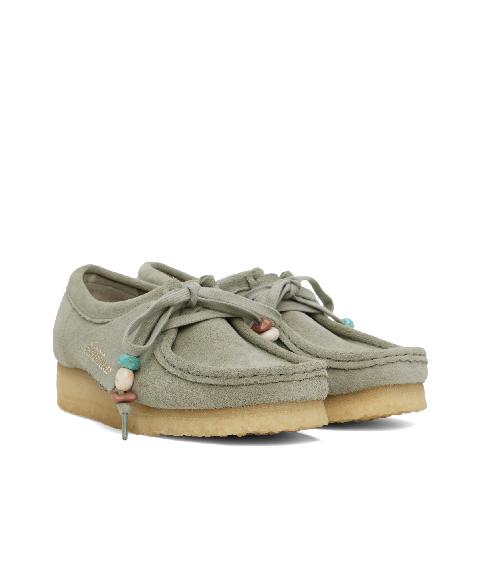 Clarks Gray Wallabee Derbys In Nude