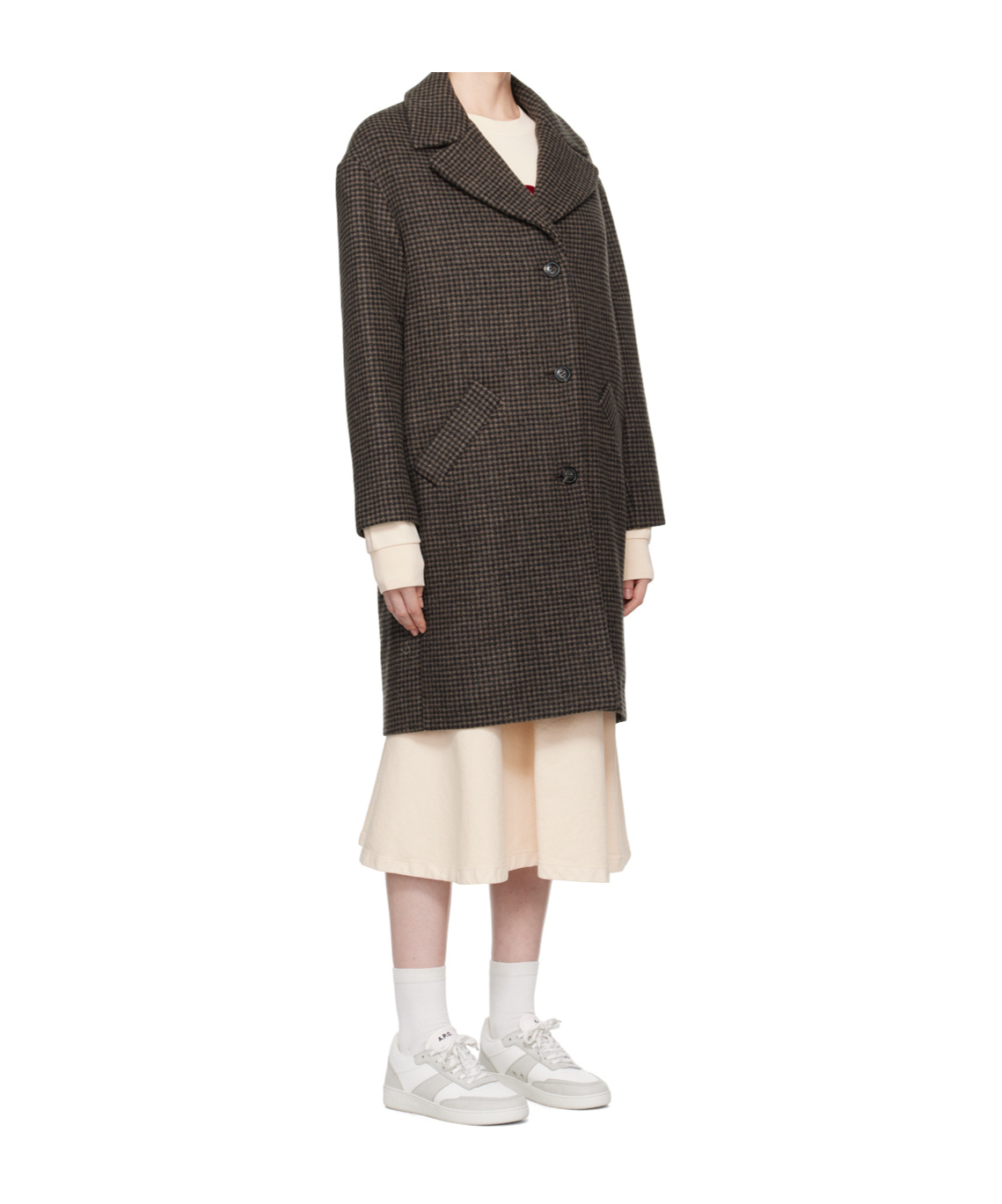 Apc Ninon Houndstooth Coat In Black